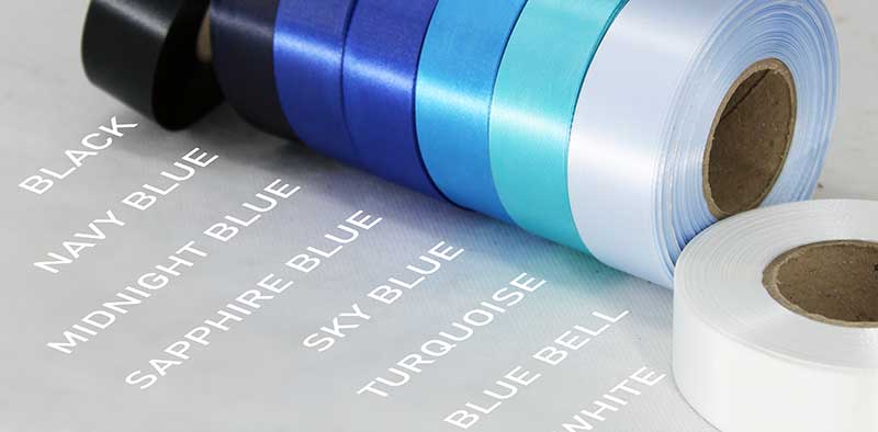 Popular Shades of Blue Satin Ribbons with Customized Print