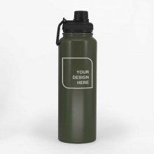 Customized Army Green 1 Liter NITRO Double Wall Stainless Bottles with logo
