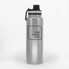 Customized  Silver 1 Liter NITRO Double Wall Stainless Bottles with logo