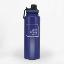 Customized Dark Blue 1 Liter NITRO Double Wall Stainless Bottles with logo