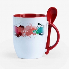 Customized  Red 11 oz Spooner Mugs with logo