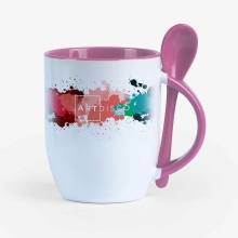 Customized Light Pink 11 oz Spooner Mugs with logo