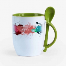 Customized Light Green 11 oz Spooner Mugs with logo
