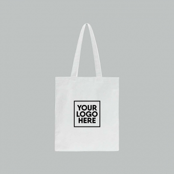 Customized  White 13 x 15 White and Cream Flat Katsa Tote Bags with logo