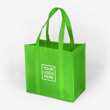 Customized Apple Green 14 x 13 x 8 Grocery Tote Bags with logo