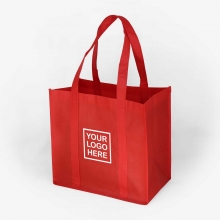 Customized  Red 14 x 13 x 8 Grocery Tote Bags with logo