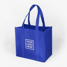 Customized  Blue 14 x 13 x 8 Grocery Tote Bags with logo