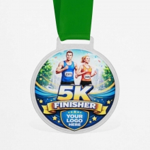 Customized  Green 2.75 inches Diameter Round Acrylic Medals with logo