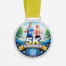 Customized  Yellow 2.75 inches Diameter Round Acrylic Medals with logo