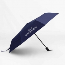 Customized Navy Blue 21 inches Automatic Folding Pongee Umbrellas with UV Protection (Class B) with logo
