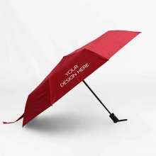 Customized  Red 21 inches Automatic Folding Pongee Umbrellas with UV Protection (Class B) with logo
