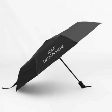 Customized  Black 21 inches Automatic Folding Pongee Umbrellas with UV Protection (Class B) with logo