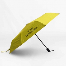Customized  Yellow 21 inches Automatic Folding Pongee Umbrellas with UV Protection (Class B) with logo