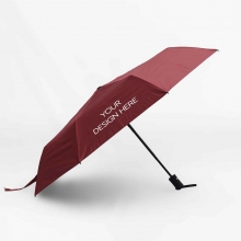 Customized  Maroon 21 inches Automatic Folding Pongee Umbrellas with UV Protection (Class B) with logo