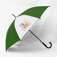 Customized White and Green 23 inches Cheapest Two-Tone Promotional Umbrellas with J Handle with logo