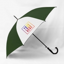 Customized White and Dark Green 23 inches Cheapest Two-Tone Promotional Umbrellas with J Handle with logo