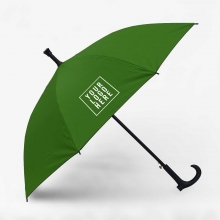 Customized  Green 23 inches Walking Stick Umbrellas for Elderly with logo