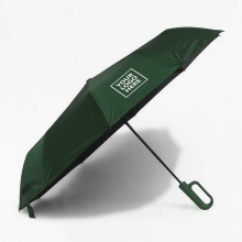 Customized Dark Green 23 inches Automatic Folding Umbrellas with Carabiner with logo