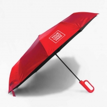 Customized  Red 23 inches Automatic Folding Umbrellas with Carabiner with logo