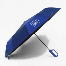 Customized Royal Blue 23 inches Automatic Folding Umbrellas with Carabiner with logo
