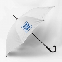 Customized  White 23 inches Cheapest Straight Promotional Umbrellas with J Handle with logo