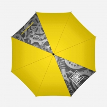 Customized 2 Panels Yellow 27 inches Golf Umbrellas with Partial or Full Colors Sublimation-Imprinted Panels with logo