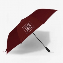 Customized  Maroon 27 inches Folding Pongee Umbrellas with EVA Foam Handle with logo