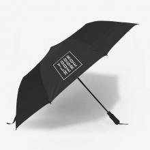 Customized  Black 27 inches Folding Pongee Umbrellas with EVA Foam Handle with logo