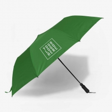 Customized  Green 27 inches Folding Pongee Umbrellas with EVA Foam Handle with logo