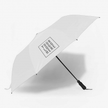 Customized  White 27 inches Folding Pongee Umbrellas with EVA Foam Handle with logo