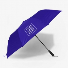 Customized Royal Blue 27 inches Folding Pongee Umbrellas with EVA Foam Handle with logo
