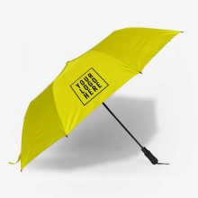 Customized  Yellow 27 inches Folding Pongee Umbrellas with EVA Foam Handle with logo