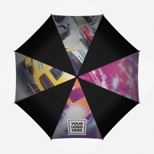Customized 4 Panels Black 30 inches Golf Umbrellas with Partial or Full Colors Sublimation-Imprinted Panels with logo