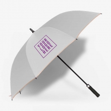 Customized  White 30 inches Pongee Umbrellas with Cream Panel Edges with logo