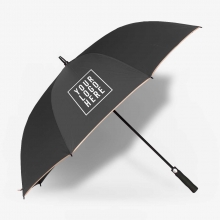 Customized  Black 30 inches Pongee Umbrellas with Cream Panel Edges with logo