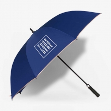 Customized Navy Blue 30 inches Pongee Umbrellas with Cream Panel Edges with logo