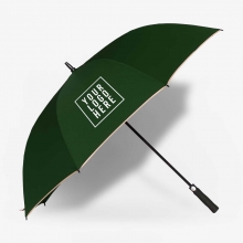 Customized Dark Green 30 inches Pongee Umbrellas with Cream Panel Edges with logo