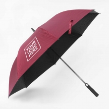 Customized  Maroon 30 inches Single Canopy Pongee Umbrellas with UV Protection with logo