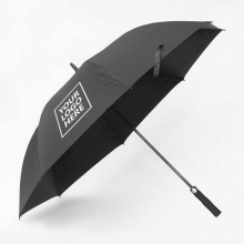 Customized  Black 30 inches Single Canopy Pongee Umbrellas with UV Protection with logo