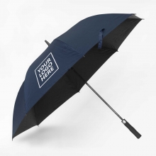 Customized Navy Blue 30 inches Single Canopy Pongee Umbrellas with UV Protection with logo