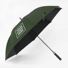 Customized Dark Green 30 inches Single Canopy Pongee Umbrellas with UV Protection with logo