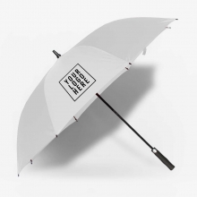 Customized  White 30 inches Single Canopy Pongee Umbrellas with logo