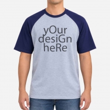 Customized Navy Blue 3K Raglan Premium Cotton T-Shirts with logo