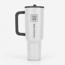 Customized Panda White 40 oz AquaFlask Quench Collection Travel Mugs with logo