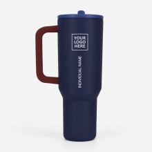 Customized Ink & Oak Blue 40 oz AquaFlask Quench Collection Travel Mugs with logo