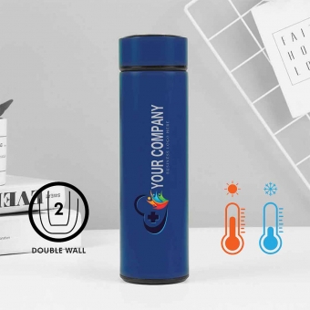 Customized Satin Blue 500 ml Stainless Vacuum Tumblers with Strainer with logo