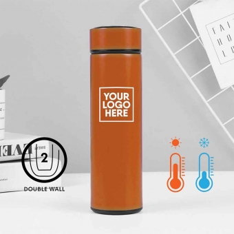 Customized Satin Orange 500 ml Stainless Vacuum Tumblers with Strainer with logo