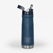 Customized  Blue 650 ml Stainless Vacuum Bottles with Handle and Spout with logo