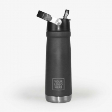 Customized  Black 650 ml Stainless Vacuum Bottles with Handle and Spout with logo