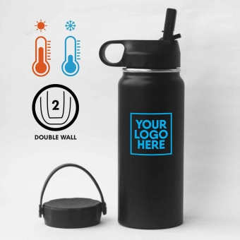 Custom Printed 700 ml Vacuum Bottles with 2 Lids as Corporate Giveaways